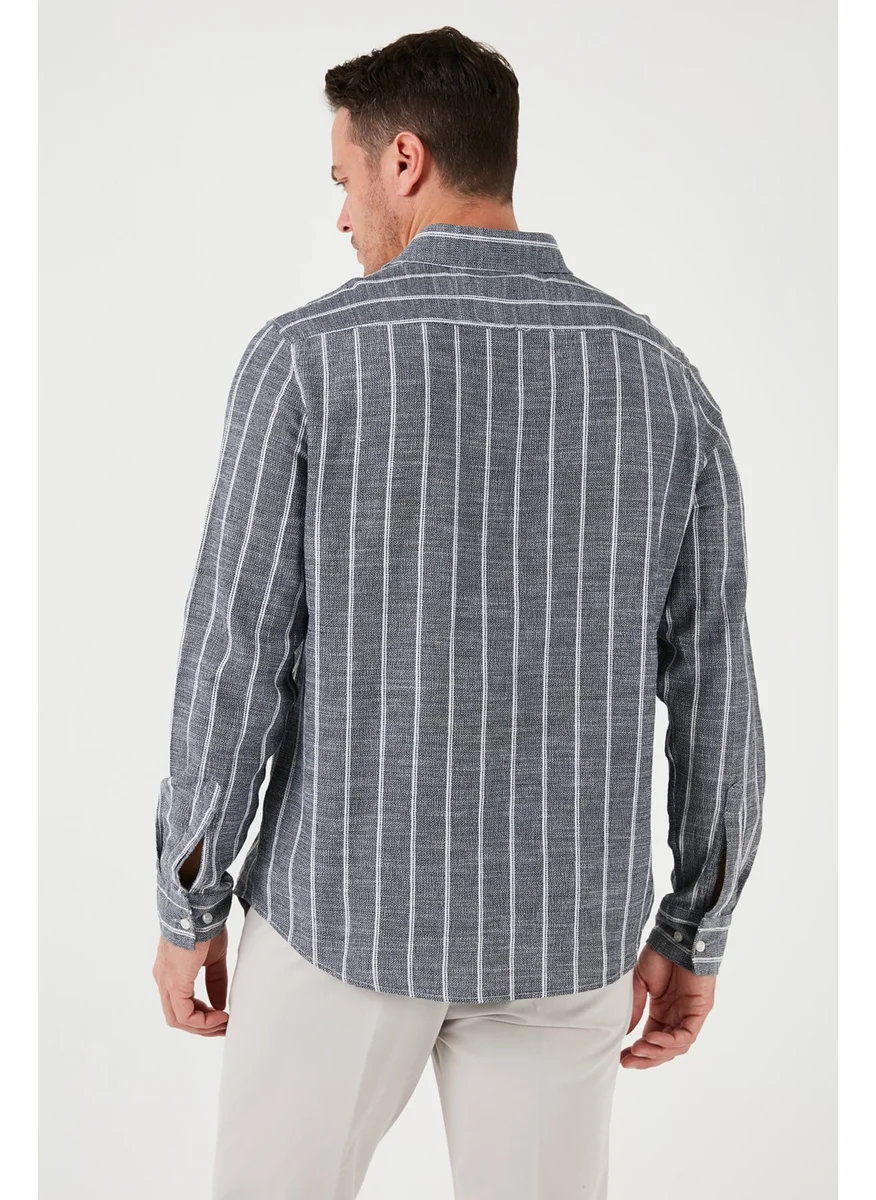 Buratti Cotton Striped Regular Fit Button Collar Shirt Men's Shirt CF21S112480