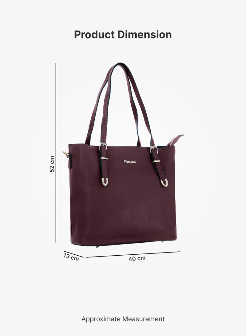 PARAJOHN Para John Ladies Handbag PU Leather Tote Shoulder Bag with Zip Closure and Double Handles