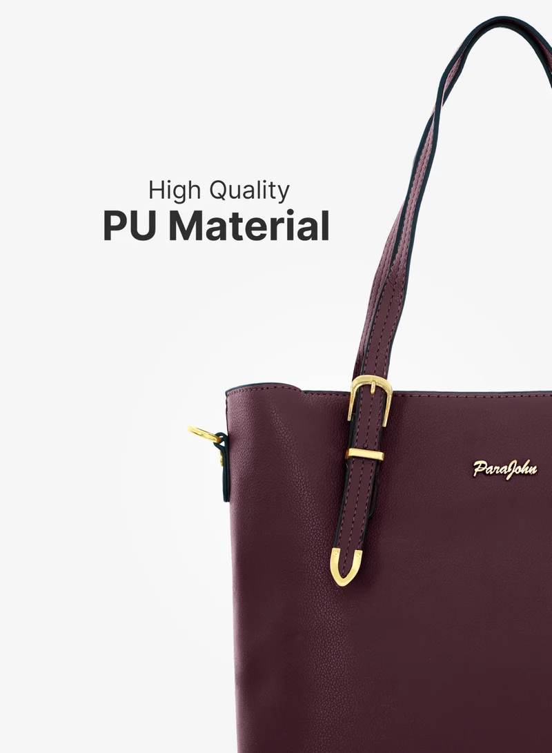 PARAJOHN Para John Ladies Handbag PU Leather Tote Shoulder Bag with Zip Closure and Double Handles