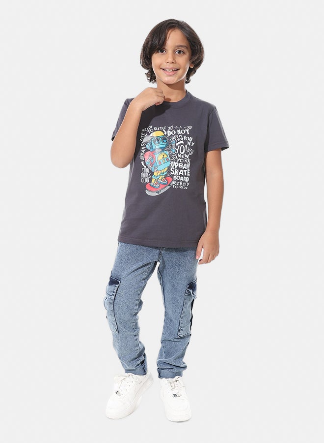 Andora Regular Fit Printed Boys T-Shirt_Dark Grey - Image 5
