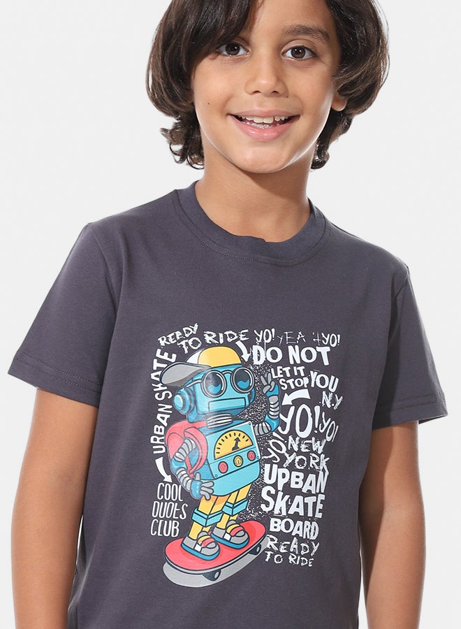 Andora Regular Fit Printed Boys T-Shirt_Dark Grey - Image 3