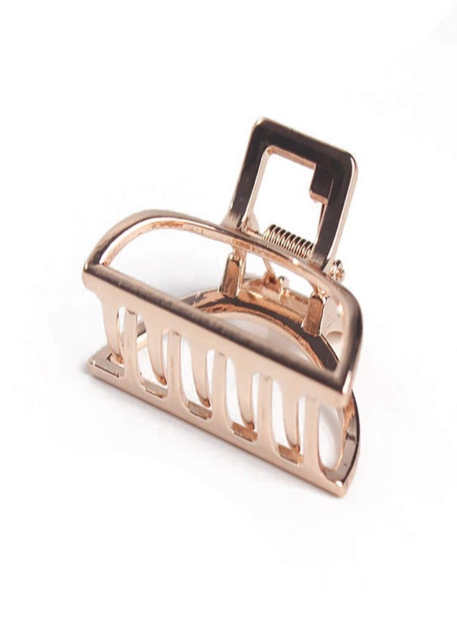 Fodattm 2PCS Small Solid Color Vintage Metal Hair Jaw Clips Hair Clamp Ponytail Holder Hair Claw Hairpin Accessories for Lady Women (Rose gold) - Image 1