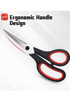 spa luxetique 3-Pack Stainless Steel Office Scissors - 8.5" Heavy-Duty Craft Scissors (Black-Red/Black-Green/Black-Blue) | Multi-Purpose, Non-Rust, Smooth Cutting  - Image 2