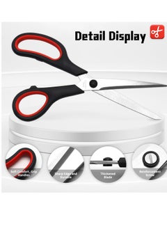 spa luxetique 3-Pack Stainless Steel Office Scissors - 8.5" Heavy-Duty Craft Scissors (Black-Red/Black-Green/Black-Blue) | Multi-Purpose, Non-Rust, Smooth Cutting  - Image 3