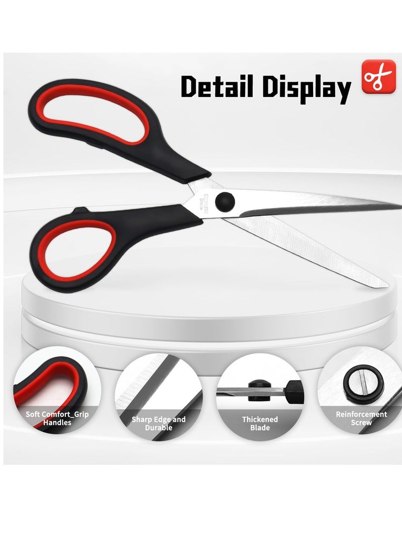 spa luxetique 3-Pack Stainless Steel Office Scissors - 8.5" Heavy-Duty Craft Scissors (Black-Red/Black-Green/Black-Blue) | Multi-Purpose, Non-Rust, Smooth Cutting  - Image 3