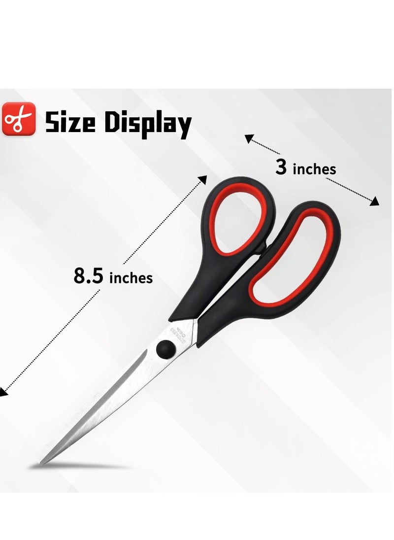 spa luxetique 3-Pack Stainless Steel Office Scissors - 8.5" Heavy-Duty Craft Scissors (Black-Red/Black-Green/Black-Blue) | Multi-Purpose, Non-Rust, Smooth Cutting  - Image 4