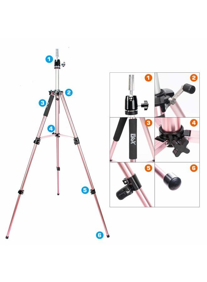 gexworldwide GEX Heavy Duty Canvas Block Head Tripod Cosmetology Training Doll Head Stand Mannequin Manikin Head Tripod Wig Stand With Travel Bag (Rose Gold) - Image 2