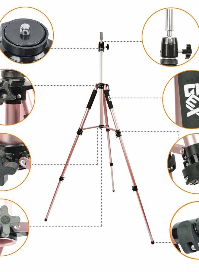 gexworldwide GEX Heavy Duty Canvas Block Head Tripod Cosmetology Training Doll Head Stand Mannequin Manikin Head Tripod Wig Stand With Travel Bag (Rose Gold) - Image 3