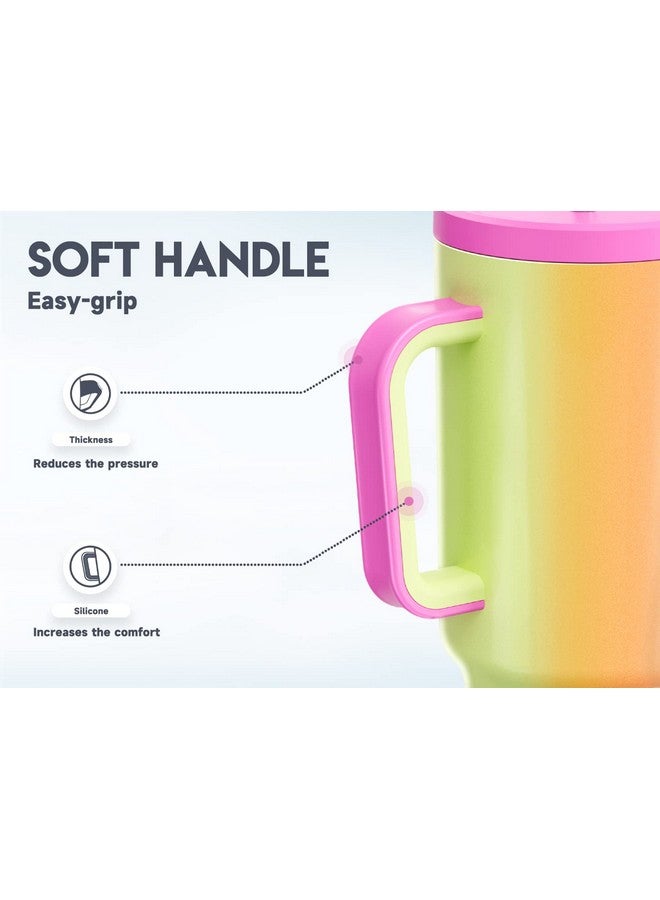 Meoky Meoky 40oz Tumbler with Handle, Leak-proof Lid and Straw, Insulated Coffee Mug Stainless Steel Travel Mug, Keeps Cold for 34 Hours or Hot for 10 Hours (Carnival) - Image 3