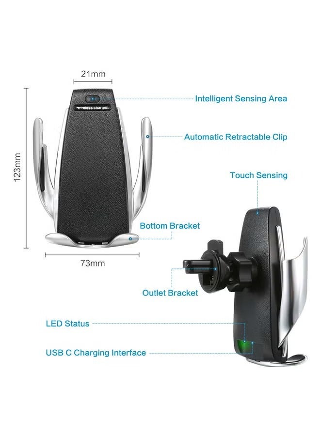جلوسكي شاحن السيارة اللاسلكية ، التشديد التلقائي للسيارة جبل 10W الشحن السريع الهواء تهوية السيارة الهاتف جبل متوافق - Image 4