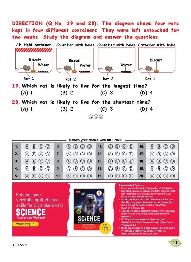 National Science Olympiad (NSO) Work Book for Class 1 - Quick Recap, MCQs, Previous Years Solved Paper and Achievers Section - Olympiad Books For 2022-2023 Exam  - Image 5