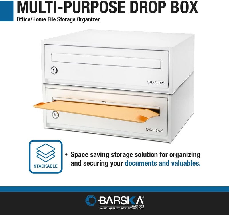 BARSKA Barska CB13118 Key Lock MultiPurpose Desktop Envelopes Cash Documents Suggestions Drop Box Organizer White 1575 x 11 x 487 - Image 3