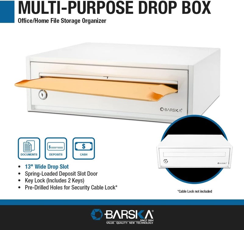 BARSKA Barska CB13118 Key Lock MultiPurpose Desktop Envelopes Cash Documents Suggestions Drop Box Organizer White 1575 x 11 x 487 - Image 2