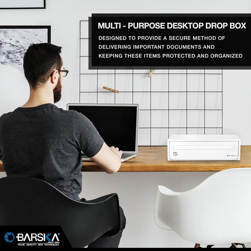 BARSKA Barska CB13118 Key Lock MultiPurpose Desktop Envelopes Cash Documents Suggestions Drop Box Organizer White 1575 x 11 x 487 - Image 4