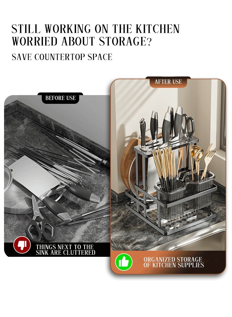 Luxury Kitchen Utensil Organizer - Metal Spoon and Knife Holder with Modern Design - Image 2