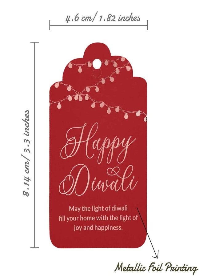 Inkdotpot 50 Pack Rose Gold Foil Paper Tags Happy Diwali Favor Hang Tag - Image 5
