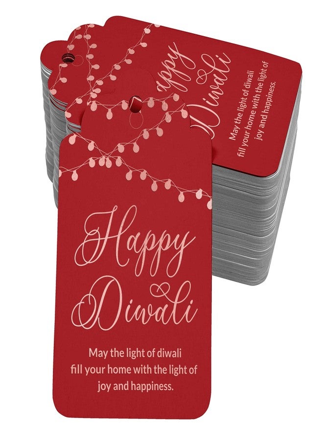 Inkdotpot 50 Pack Rose Gold Foil Paper Tags Happy Diwali Favor Hang Tag - Image 1