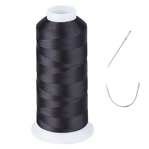 simthread UV Resistant - Heavy Duty Outdoor Thread for Hand or Machine Sewing - Simthread 100% Polyester Bonded Thread Tex 69 (12wt) - 1500 Yards NP-Black - Image 1