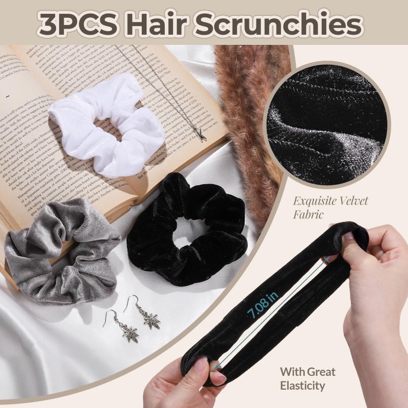 LEOBRO Spa Headband, 6pcs Makeup Headbands and Hair Scrunchies, Bow Skin Care Headband for Washing Face for Teen Girls Women, Easter Basket Valentines Gifts for Girls, Black & White & Gray - Image 4