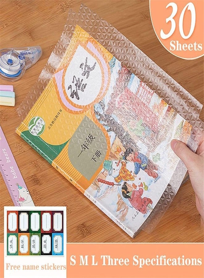 OTIFO Book Biding Cover Transparent Paper Sticker Book Cover Film,Waterproof School Textbook Protective Case Cover, Cut Self-Adhesive Book Cover Paper Sticker [30 Pcs- 3 Different Sizes -10 Each] - Image 2