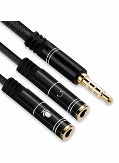Headphone Splitter, 3.5mm Headset Adapter (MIC + Audio) TRRS Male to Dual TRS Female Stereo Jack Combo Audio Cable for PS4, Tablet, PC, Phone, Laptop and Dual-Plug Gaming & More
