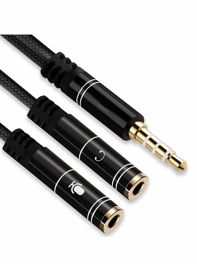 Y&D - Headphone Splitter, 3.5mm Headset Adapter (MIC + Audio) TRRS Male to Dual TRS Female Stereo Jack Combo Audio Cable for PS4, Tablet, PC, Phone, Laptop and Dual-Plug Gaming & More - Image 1