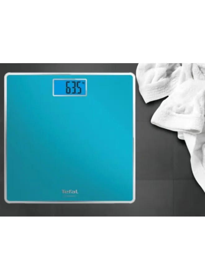 Tefal Classic Digital Bathroom Scale Up To 160 Kg Blue Tempered Glass Blue 22mmx31cmx31cm