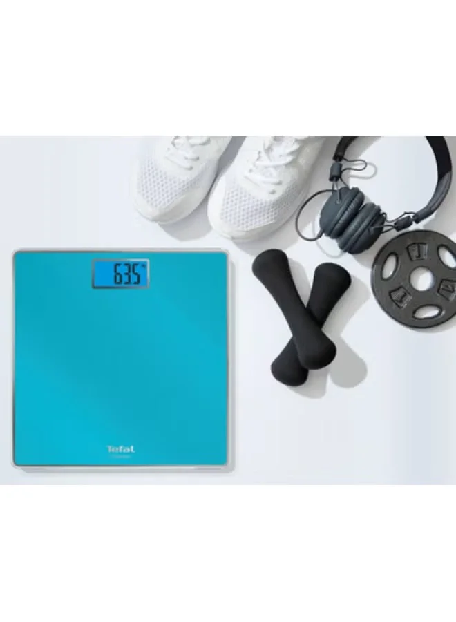 Tefal Classic Digital Bathroom Scale Up To 160 Kg Blue Tempered Glass Blue 22mmx31cmx31cm