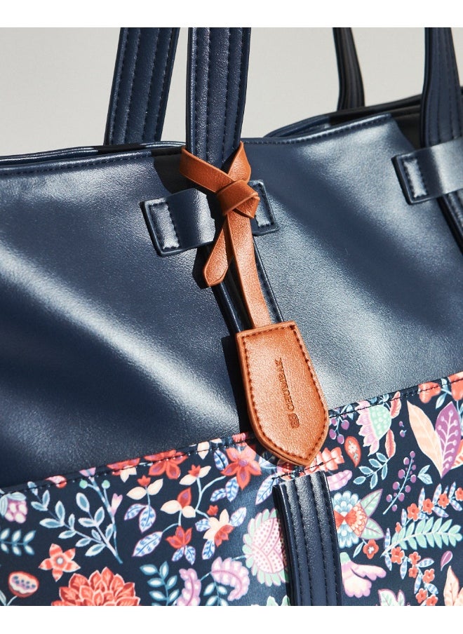 Chumbak Batik Bloom Work Tote, Navy  - Image 5