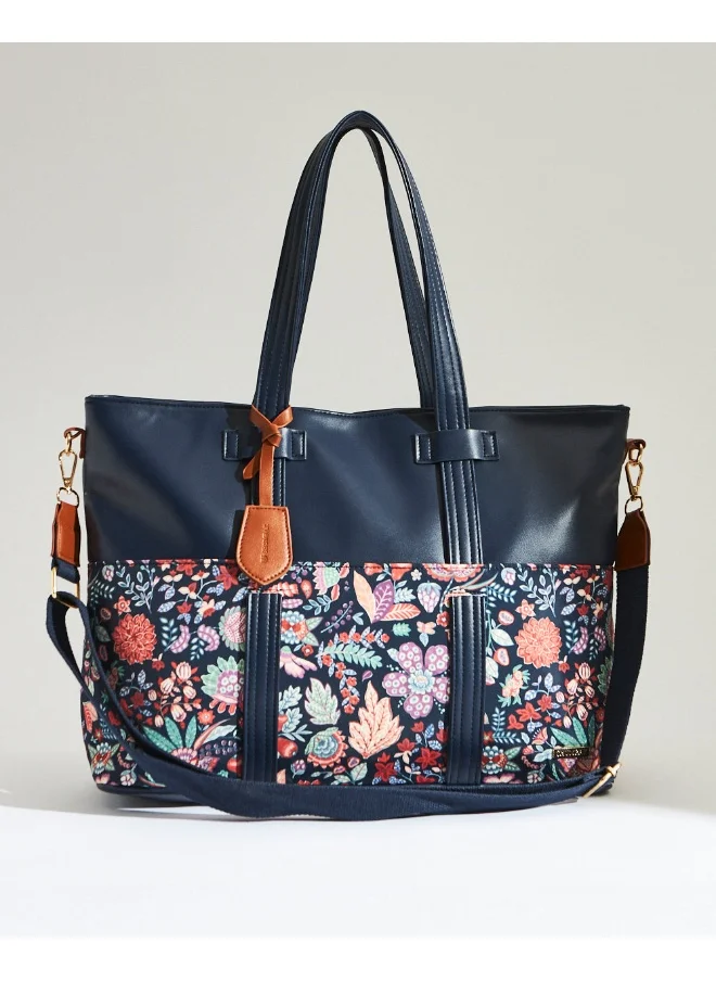 Chumbak Batik Bloom Work Tote, Navy