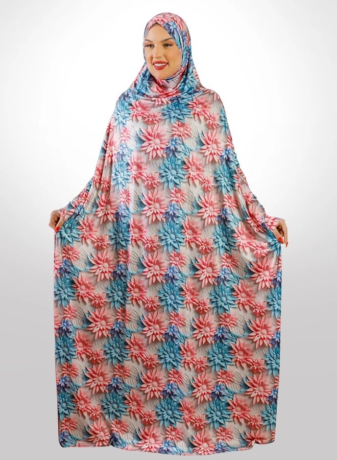 Zmurud Practical  Kuwaiti Jersey prayer dress  with headscarf- Printed from zmurud fashion  - Image 1
