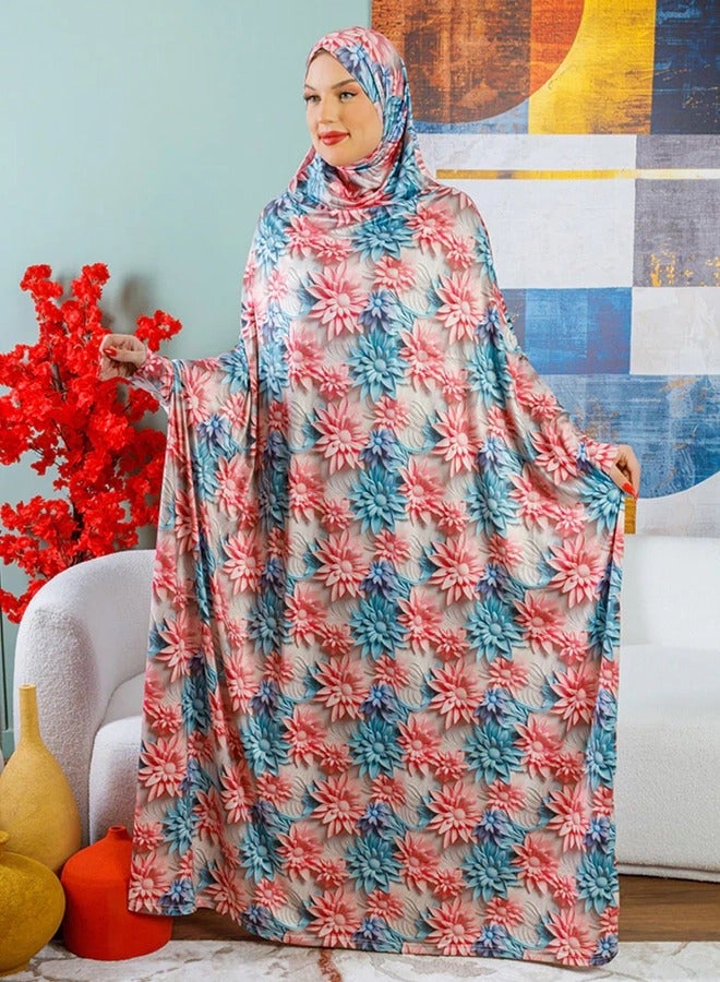 Zmurud Practical  Kuwaiti Jersey prayer dress  with headscarf- Printed from zmurud fashion  - Image 4