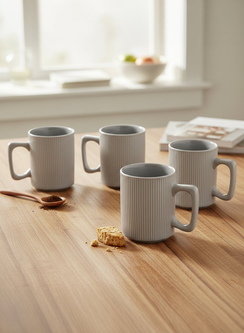 Cuisine Art Stoneware ZOE 4PCS Mug Set | 385 ML Grey Coffee Mug Set | Durable Coffee Cup Set for Home & Office | Cups for Cappuccino, Latte, Tea & Cocoa Restaurant Coffee Mugs - Image 3