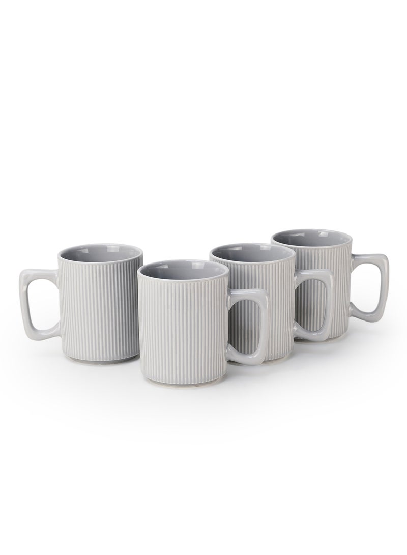 Cuisine Art Stoneware ZOE 4PCS Mug Set | 385 ML Grey Coffee Mug Set | Durable Coffee Cup Set for Home & Office | Cups for Cappuccino, Latte, Tea & Cocoa Restaurant Coffee Mugs - Image 1
