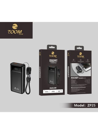 باور بنك ZOOM PLUS ZP25 بسعة 10000 مللي أمبير – شحن سريع PD بقوة 22.5 واط مع كابل مدمج وشاشة LED رقمية، بطارية محمولة مدمجة للهواتف الذكية والأجهزة اللوحية - view 4