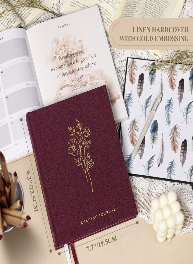 Lanpn Reading Book Journal for Book Lovers Readers, 9.3" x 7.7", 158 Pages Linen Hardcover Books Tracker with 52 Reviews, Read Log Notebook Bookish Gifts (Pruple) - Image 2