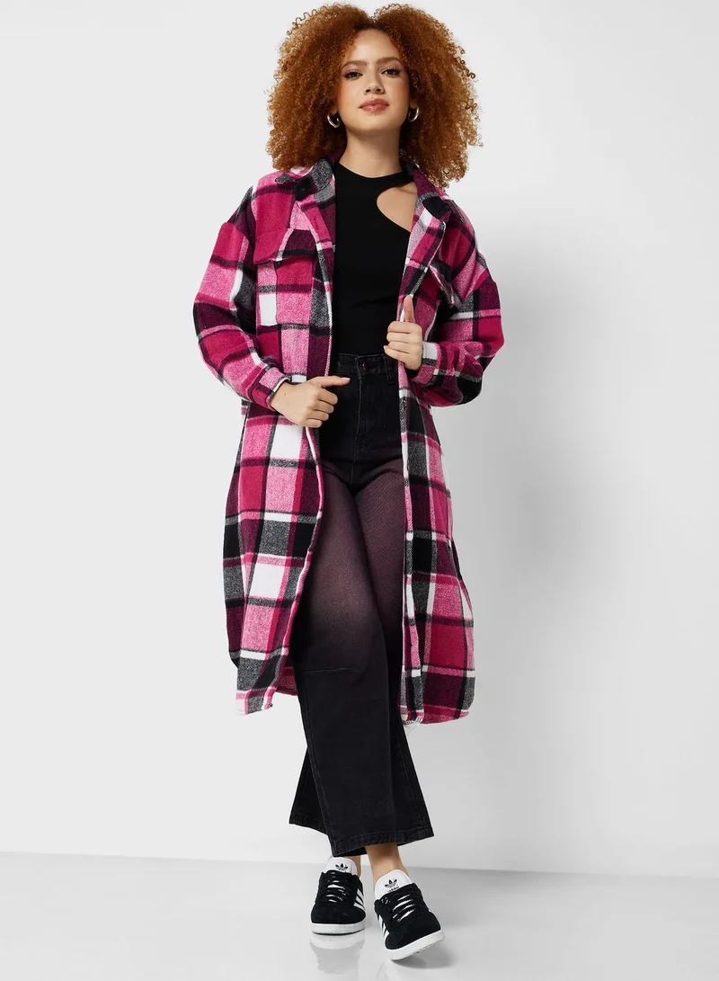 Ginger Checkered Longline Shacket