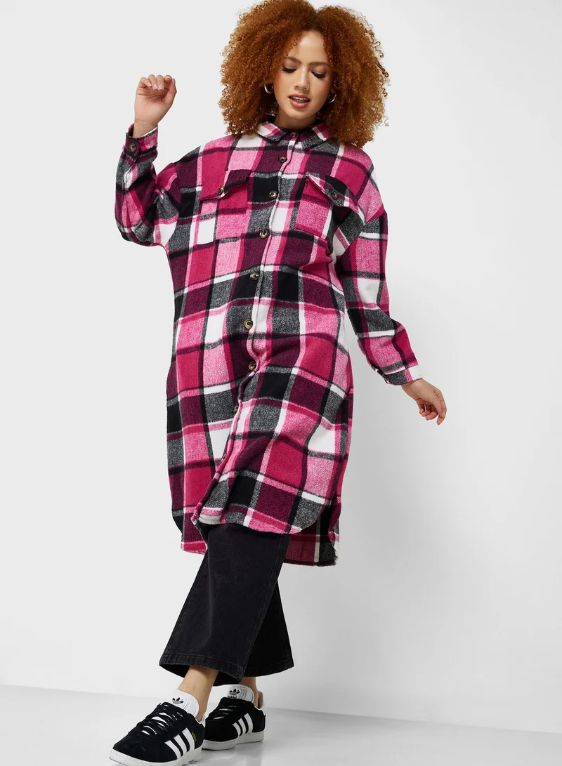 Ginger Checkered Longline Shacket