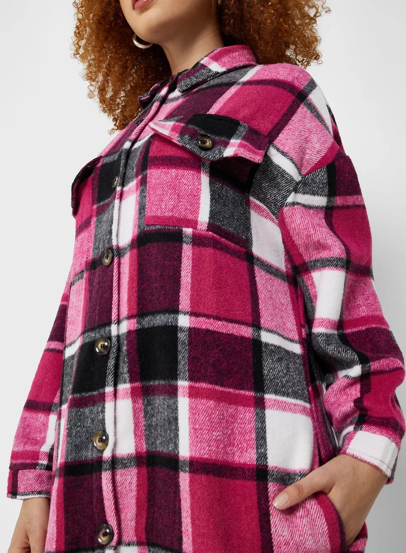 Ginger Checkered Longline Shacket