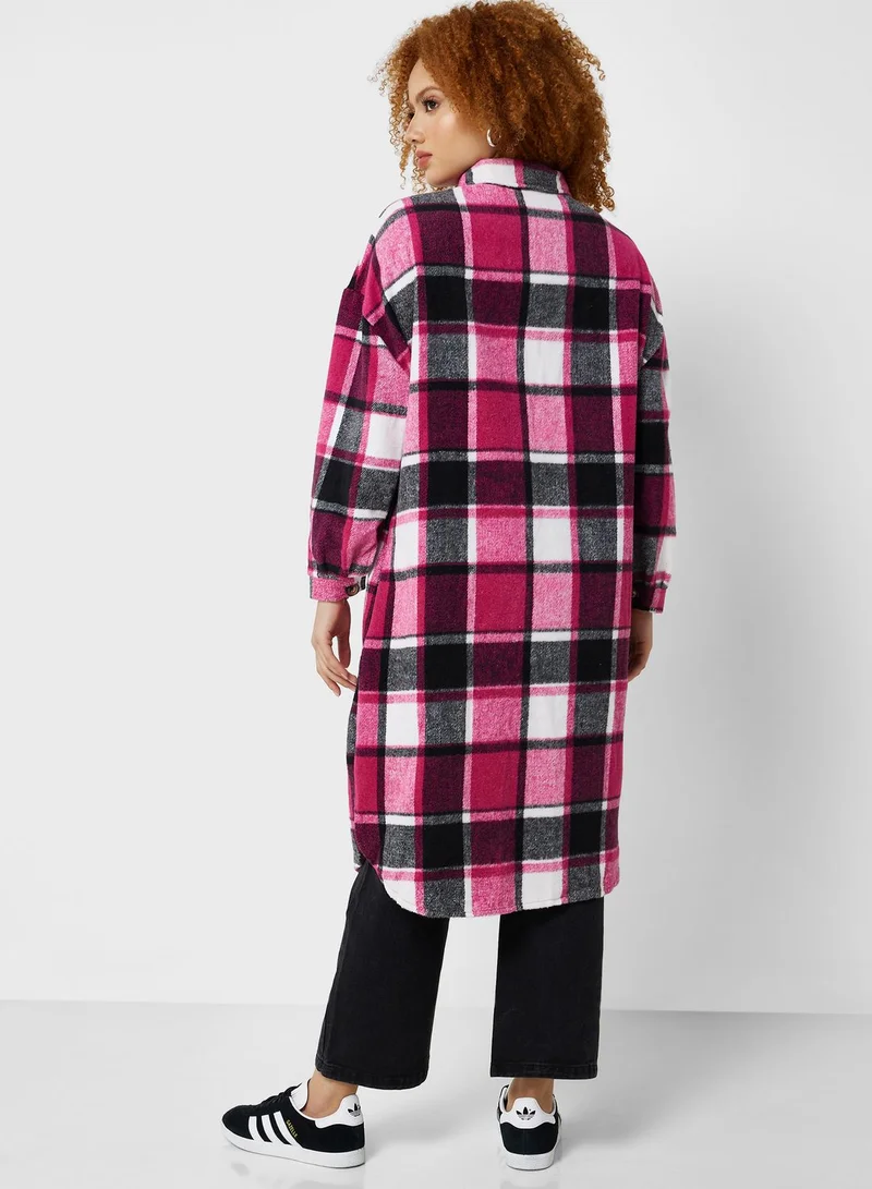 Ginger Checkered Longline Shacket