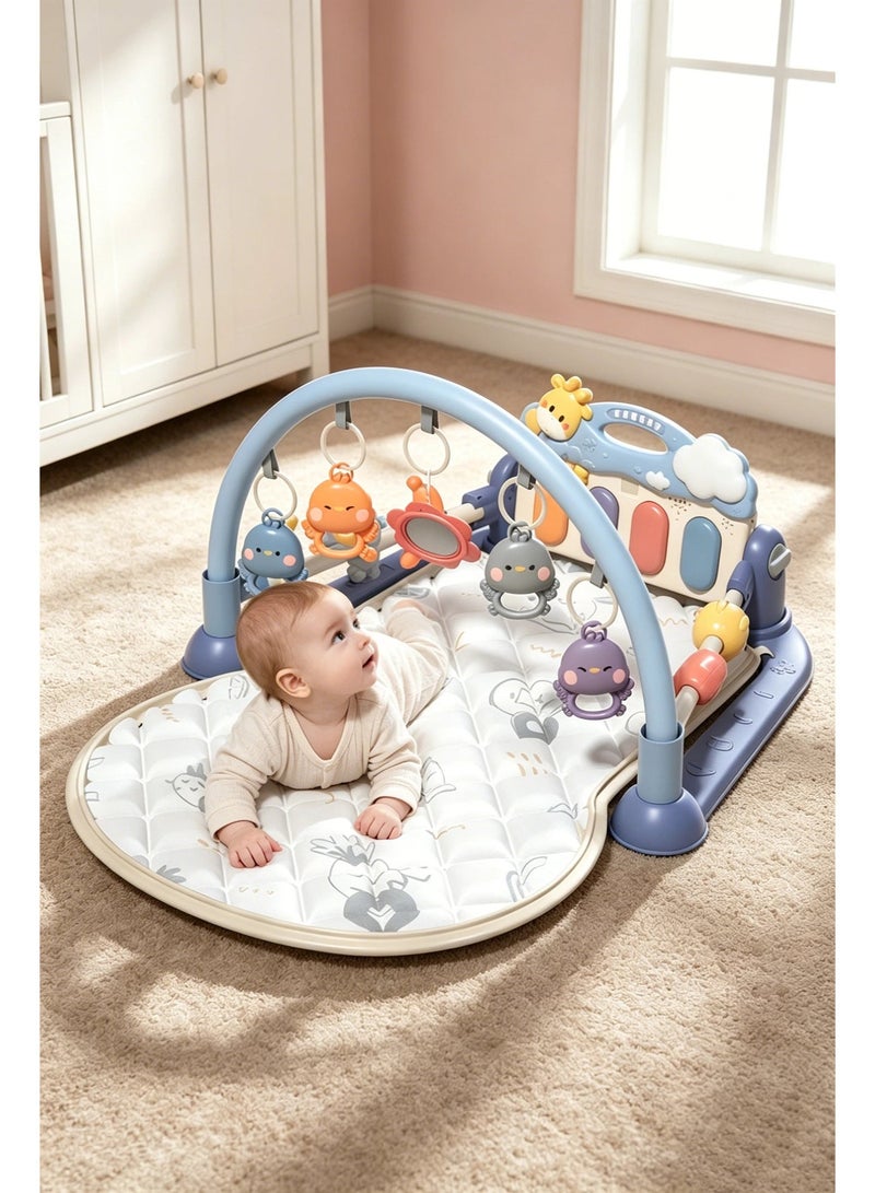 MIXDE Baby Play Mat Baby Gym,Funny Play Piano Tummy Time Baby Activity Mat with 5 Infant Sensory Baby Toys, Music and Lights Boy & Girl Gifts for Newborn Baby,Bluetooth Baby Fitness Pad With Sound, Light, And Music - Image 1