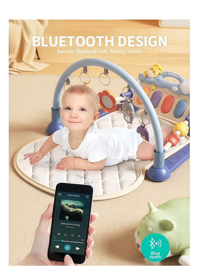 MIXDE Baby Play Mat Baby Gym,Funny Play Piano Tummy Time Baby Activity Mat with 5 Infant Sensory Baby Toys, Music and Lights Boy & Girl Gifts for Newborn Baby,Bluetooth Baby Fitness Pad With Sound, Light, And Music - Image 5