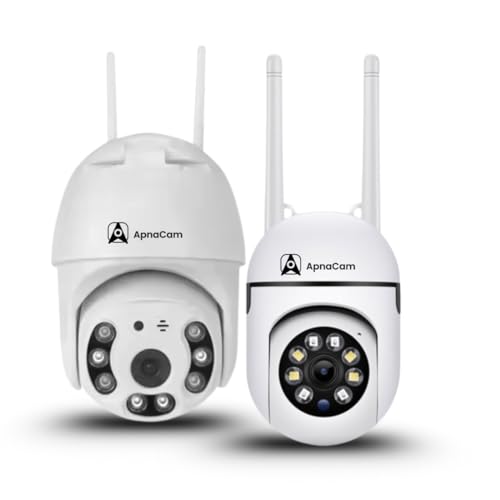 ApnaCam Combo Pack - 2 Wi-Fi Smart Indoor & Outdoor 355° PTZ Camera with Live Monitoring| Two-Way Audio| Motion Detection| Alarm |SD Card Recording| Cloud Storage | Full-Color Night Vision Camera - Image 1