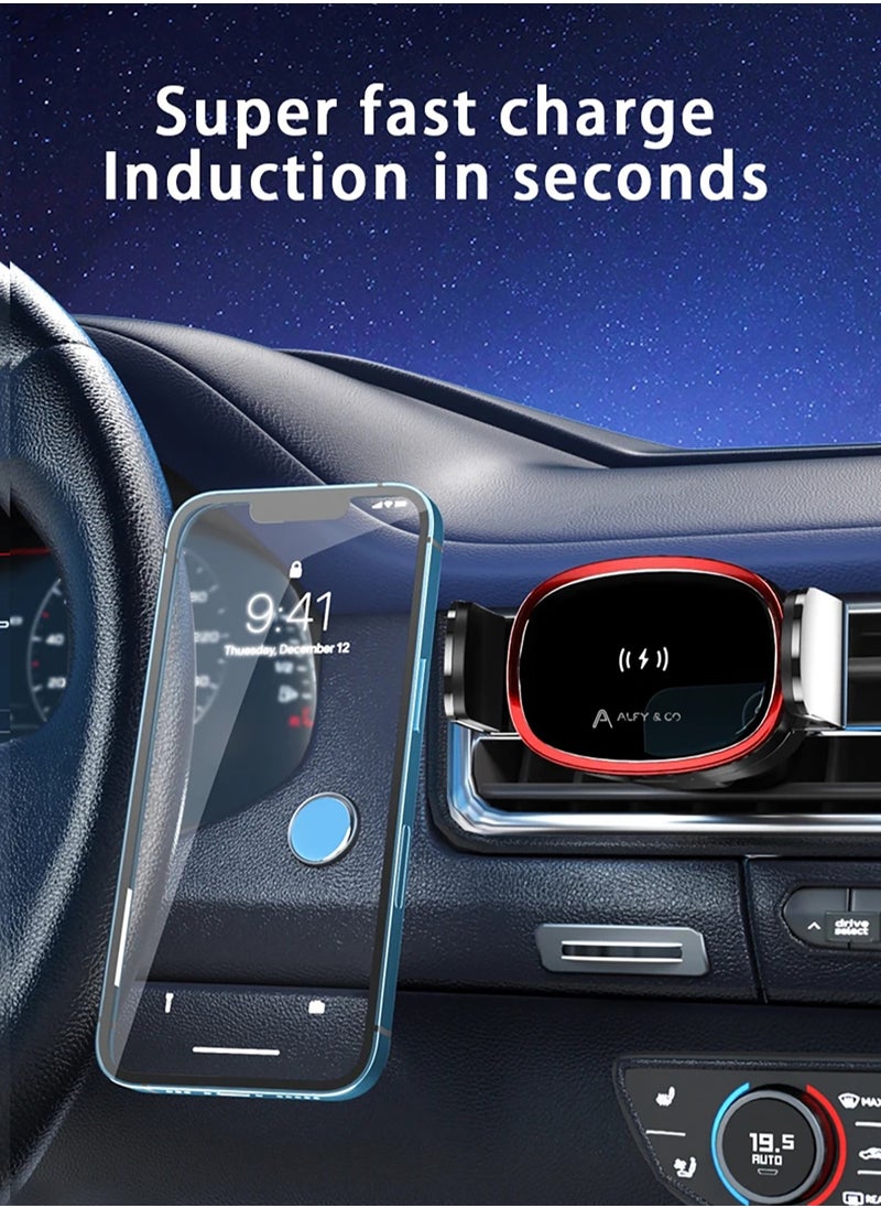 ALFY & CO Auto Alignment 15W Max Wireless Charger Car Phone Holder Qi Certified Compatible with iPhone 15 Pro Max 15/14/13 Pro Max/12/11/XS/XR/X Galaxy S23/S22/S10/Note10  - Image 5