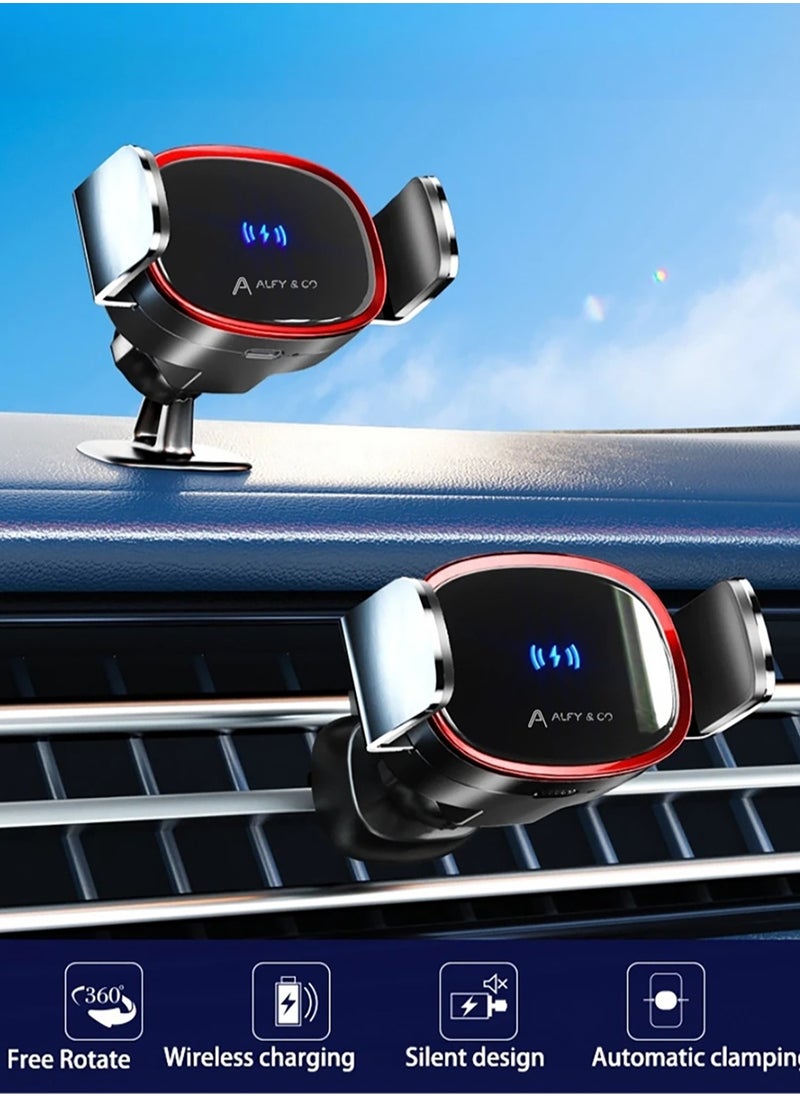 ALFY & CO Auto Alignment 15W Max Wireless Charger Car Phone Holder Qi Certified Compatible with iPhone 15 Pro Max 15/14/13 Pro Max/12/11/XS/XR/X Galaxy S23/S22/S10/Note10  - Image 3