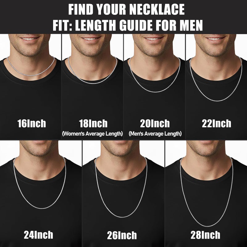 Fiusem Silver Tone Wheat Chains for Men and Women, 2.5mm Stainless Steel Necklace Chain, Mens Necklace 18 Inch - Image 5