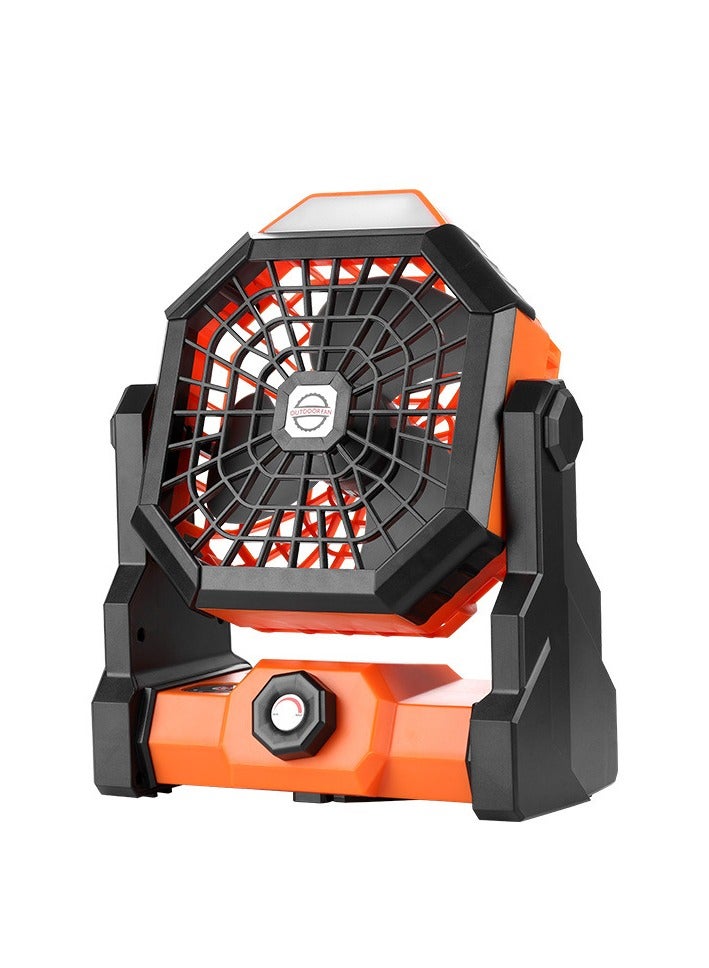 عام مروحة محمولة يدوية للخارج - مروحة قابلة للتحكم في السرعة بشكل متواصل، رياح قوية، مروحة معتمدة على الشحن للتخييم مع إضاءة - Image 1