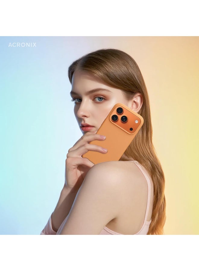 يويو تيك جراب سيليكون سائل لهاتف iPhone 17 Pro Max رفيع وناعم ومضاد للصدمات مع بطانة من الألياف الدقيقة جراب سيليكون 2025 لهاتف iPhone 17 Pro Max مقاس 6.9 بوصة - برتقالي كوزميك - Image 5