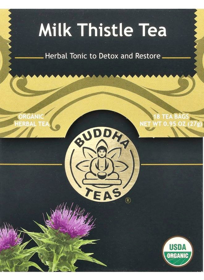 BUDDHA TEAS Organic Herbal Tea Milk Thistle Caffeine Free  18 Tea Bags 0.95 oz 27 G 