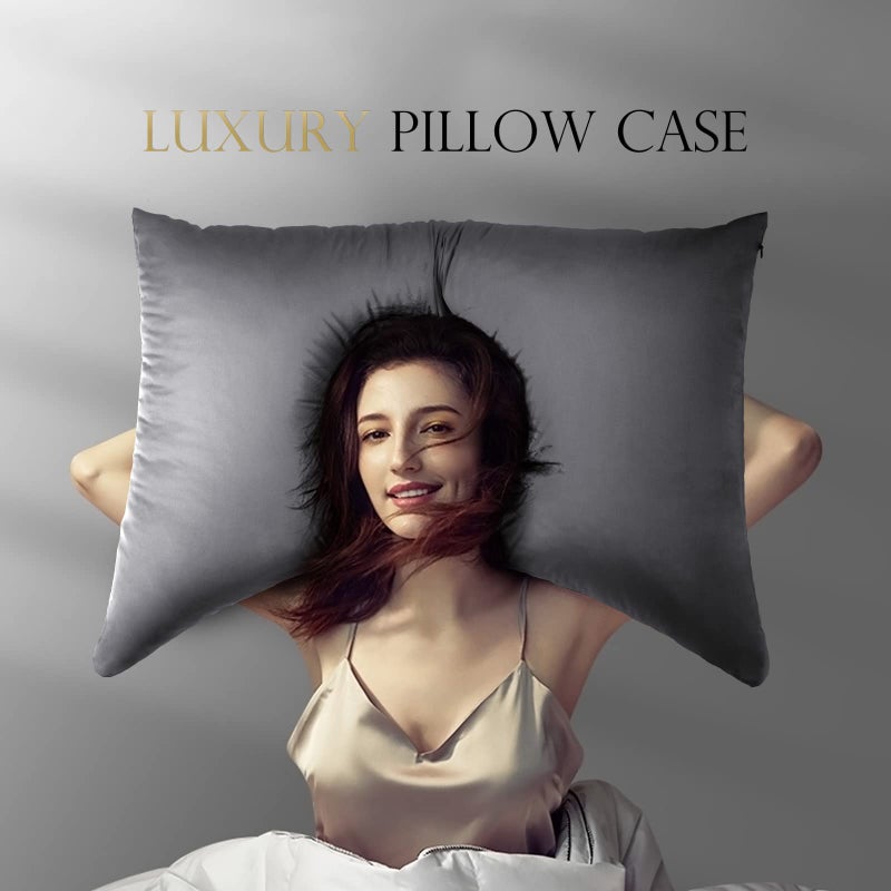 ELIBABA Cooling Side Sleeper Pillow Cases - Curved Rayon Derived from Bamboo Pillowcase Cover- Breathable Silky Soft Pillowcase for Hot Sleepers Hair and Skin  King Size 1 Piece  20 * 36 Inches Dark Grey - Image 5